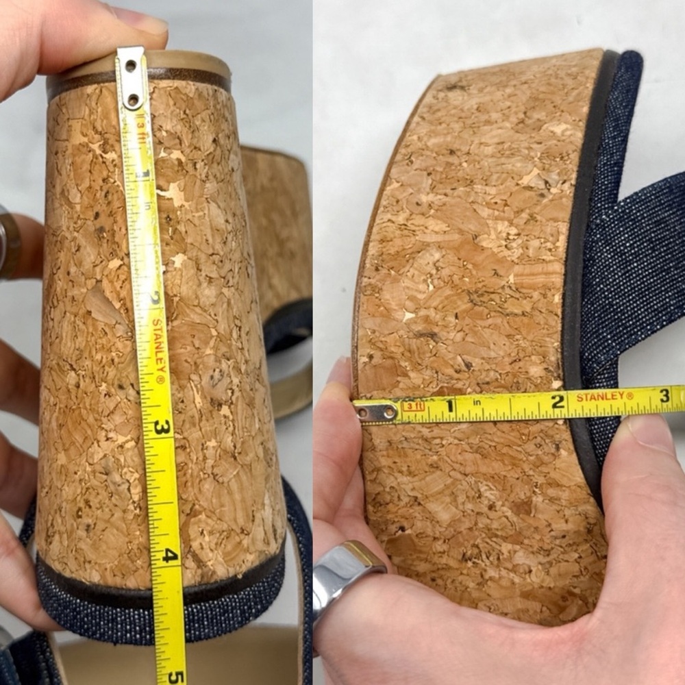 Jimmy Choo Abigail Denim Chambray Chunky Platform Cork Wedge Sandal Heels 39 - Picture 13 of 15
